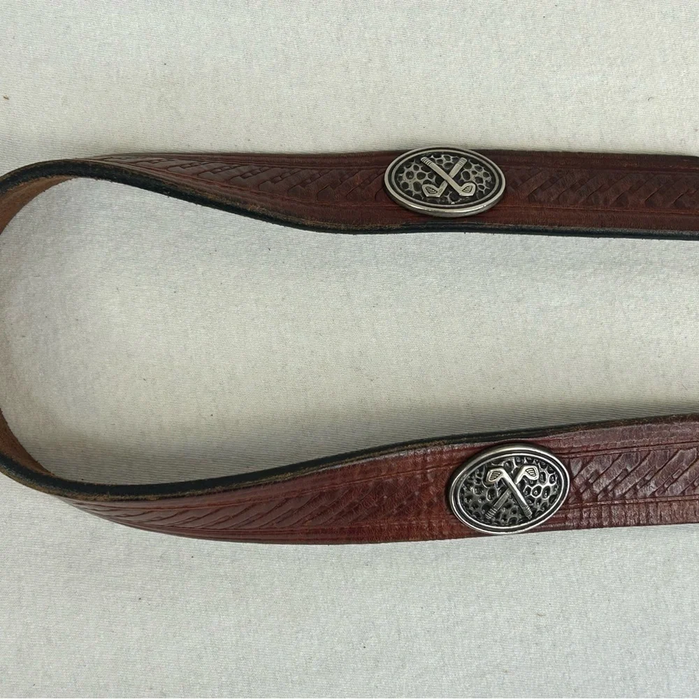 Vintage Brown Leather Golf Men's Belt Size 36 Golfing Sports Western Country